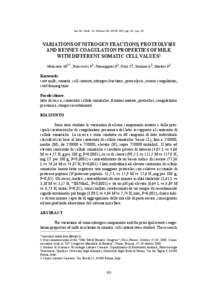 Ann. Fac. Medic. Vet. di Parma (Vol. XXVII, 2007) pag[removed]pag[removed]Variations of nitrogen fractions, proteolysis and rennet-coagulation properties of milk with different somatic cell values1 Malacarne M2* , Francesch