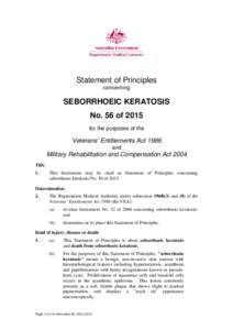 Statement of Principles concerning seborrhoeic keratosis