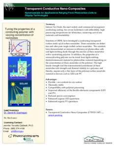 Transparent Conductive Nano-Composites Nanomaterials for Applications Ranging From Photovoltaic Cells to Display Technologies Tuning the properties of a conducting polymer with