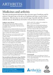 ARTHRITIS  INFORMATION SHEET ARTHRITIS