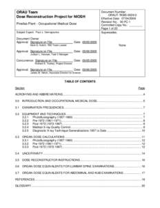 ORAU Team Dose Reconstruction Project for NIOSH Pinellas Plant - Occupational Medical Dose Subject Expert: Paul J. Demopoulos  Document Owner