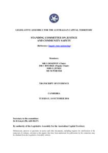 Standing Committee on Justice and Community Safety - 14 October 2014