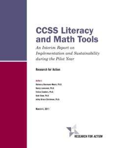 CCSS Literacy and Math Tools An Interim Report on Implementation and Sustainability during the Pilot Year