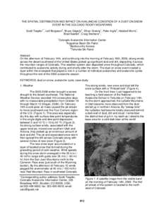 THE SPATIAL DISTRIBUTION AND IMPACT ON AVALANCHE CONDITION OF A DUST-ON-SNOW EVENT IN THE COLOADO ROCKY MOUNTAINS