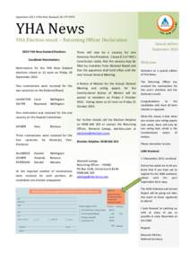 September 2013 | YHA New Zealand | YHA News YHA Election result – Returning Officer Declaration 2013 YHA New Zealand Elections