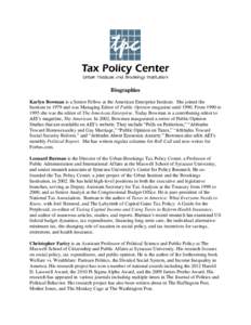 Tax Policy Center / Brookings Institution / American Enterprise Institute / Tax expenditure / Urban Institute / Alternative Minimum Tax / United States federal budget / United States / William G. Gale / Taxation in the United States / Politics of the United States / Year of birth missing