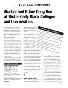 INFOFACTSRESOURCES  The Higher Education Center for Alcohol and Other Drug Abuse and Violence Prevention Alcohol and Other Drug Use at Historically Black Colleges