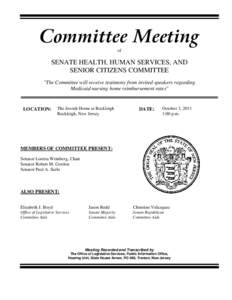 Committee Meeting of SENATE HEALTH, HUMAN SERVICES, AND SENIOR CITIZENS COMMITTEE 