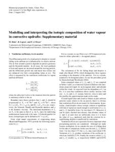 Manuscript prepared for Atmos. Chem. Phys. with version 3.2 of the LATEX class copernicus.cls. Date: 2 August 2012 Modelling and interpreting the isotopic composition of water vapour in convective updrafts: Supplementary
