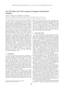 GEOPHYSICAL RESEARCH LETTERS, VOL. 30, NO. 2, 1048, doi:2002GL016323, 2003  The 1978 shift in the NCEP reanalysis stratospheric quasi-biennial oscillation Amihan S. Huesmann and Matthew H. Hitchman Department of 