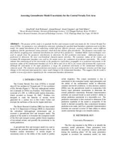 Assessing Groundwater Model Uncertainty for the Central Nevada Test Area  Greg Pohll1, Karl Pohlmann2, Ahmed Hassan2, Jenny Chapman2, and Todd Mihevc1 Desert Research Institute, Division of Hydrologic Sciences, 2215 Ragg