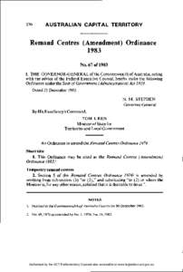 370  AUSTRALIAN CAPITAL TERRITORY Remand Centres (Amendment) Ordinance 1983