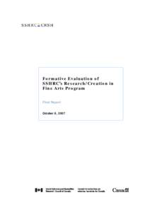 Formative Evaluation of SSHRC’s Research/Creation Grants in Fine Arts Program
