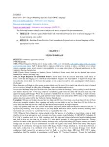 LEGEND Black text = 2011 Oregon Plumbing Specialty Code (OPSC) language. Blue text double underline = Substantive new language. Blue text strike through = Substantive deletion. Purple text underlined = Substantive new la