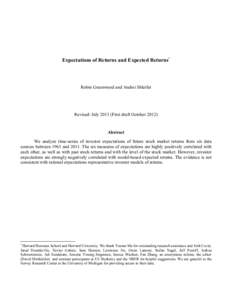 Expectations of Returns and Expected Returns*  Robin Greenwood and Andrei Shleifer Revised: July[removed]First draft October 2012)