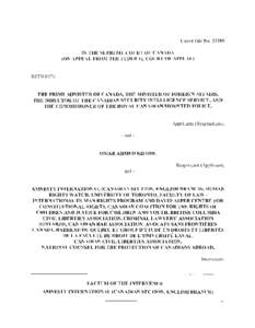 Court File NoIN THE SUPREME COURT OF CANADA (ON APPEAL FROM THE FEDERAL COURT OF APPEAL)