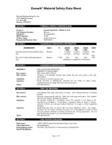 Exmark® Material Safety Data Sheet Exmark Manufacturing Co. Inc[removed]Ashland Avenue P.O. Box 808 Beatrice, NE[removed]SECTION 1