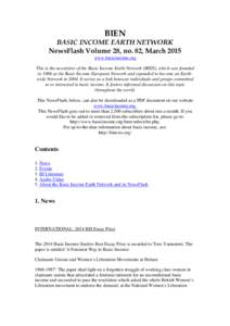 BIEN Newsflash Issue 82 _vol. 28_ - March 2015