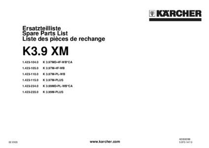 Ersatzteilliste Spare Parts List Liste des pièces de rechange K3.9 XM