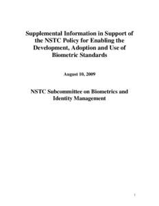 Supplemental Information in Support of the NSTC Policy