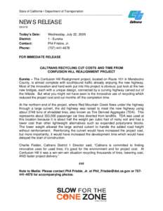 State of California • Department of Transportation  __________________________________________________________ NEWS RELEASE[removed]