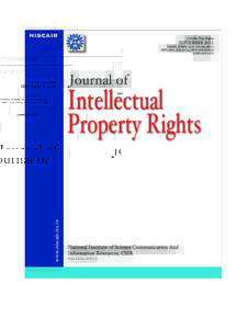NISCAIR  J Intellec Prop Rights SEPTEMBER 2011 CODEN: JIPRFG2011)