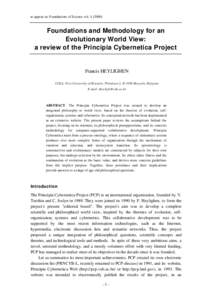 to appear in: Foundations of Science vol[removed]Foundations and Methodology for an Evolutionary World View: a review of the Principia Cybernetica Project