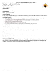 [removed]School Accountability Summary Report  West Career and Technical Academy