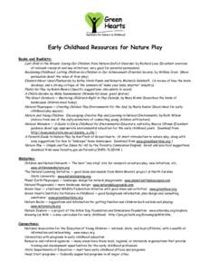 Resources for Developing Natural Play Spaces