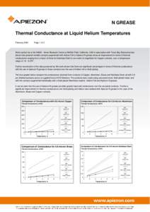 N GREASE Thermal Conductance at Liquid Helium Temperatures February 2004 Page 1 of 2