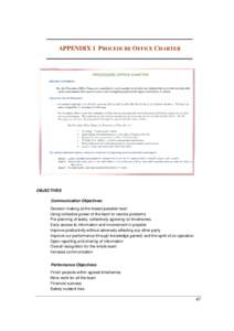 APPENDIX 1 PROCEDURE OFFICE CHARTER  OBJECTIVES Communication Objectives: Decision making at the lowest possible level Using collective power of the team to resolve problems