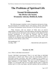 The Problems of Spiritual Life by Swami Krishnananda, The Divine Life Society  The Problems of Spiritual Life by  Swami Krishnananda
