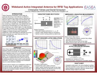 Wideband Active Integrated Antenna for RFID Tag Applications Christopher Yafrate and Daniel Schaubert University of Massachusetts-Amherst, ECE Dept., Antennas and Propagation Lab. INTRODUCTION