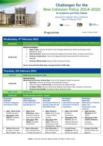 Programme  Version: 3 February 2015 Wednesday, 4th February