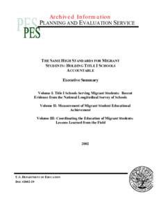 Standards-based education / Education in the United States / Office of Migrant Education / No Child Left Behind Act / Education reform / Education / Standards-based education reform