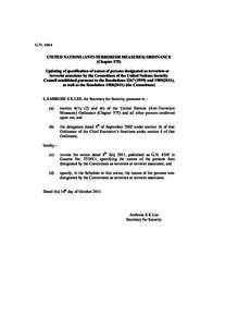 G.N[removed]UNITED NATIONS (ANTI-TERRORISM MEASURES) ORDINANCE (Chapter 575) Updating of specification of names of persons designated as terrorists or terrorist associates by the Committees of the United Nations Security