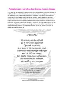 Poëzielezing en –workshop door Lindsay Van den Abbeele In het kader van het taalproject ‘In de ban van taal’ ging ik poëtisch aan de slag met de leerlingen uit de 3de graad TSO van het Sint-Gabriëlinstituut te L
