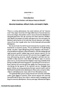 CHAPTER 1  Introduction What Is the Problem with Natural Resource Wealth? Macartan Humphreys, Jeffrey D. Sachs, and Joseph E. Stiglitz