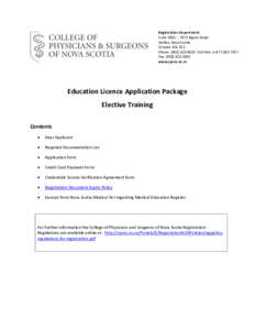 Elective Training Application Package
