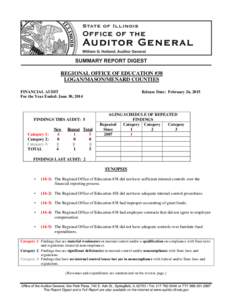 REGIONAL OFFICE OF EDUCATION #38 LOGAN/MASON/MENARD COUNTIES FINANCIAL AUDIT For the Year Ended: June 30, 2014  FINDINGS THIS AUDIT: 5