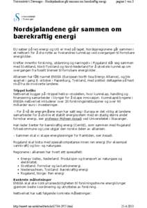 Universitetet i Stavanger - Nordsjølandene går sammen om bærekraftig energi  pagina 1 van 3 Nordsjølandene går sammen om bærekraftig energi