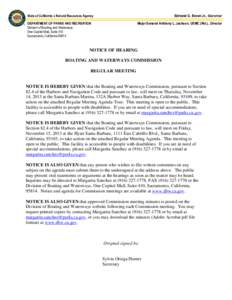 State of California  Natural Resources Agency  Edmund G. Brown Jr., Governor Major General Anthony L. Jackson, USMC (Ret.), Director  DEPARTMENT OF PARKS AND RECREATION