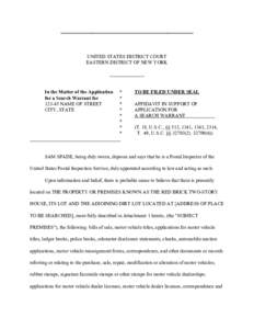 4444444444444444444444444444444444444444444444  UNITED STATES DISTRICT COURT EASTERN DISTRICT OF NEW YORK  In the Matter of the Application