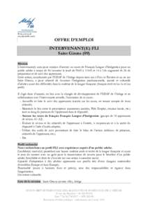  OFFRE D’EMPLOI INTERVENANT(E) FLI Saint Girons (09)