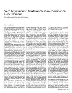 Vom bayrischen Theaterautor zum rheinischen Republikaner Der Lebensweg Maximilian Blumhofers