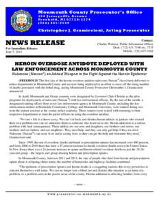 Monmouth County Prosecutor’s Office 132 Jerseyville Avenue Freehold, NJ[removed][removed]Christopher J. Gramiccioni, Acting Prosecutor