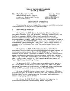 VERMONT ENVIRONMENTAL BOARD 10 V.S.A. §§ [removed]RE: Okemo Mountain, Inc. n/k/a Okemo Limited Liability Company