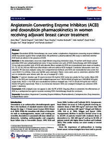 Angiotensin Converting Enzyme Inhibitors (ACEI) and doxorubicin pharmacokinetics in women receiving adjuvant breast cancer treatment