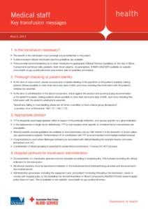 Clinical Practice Guidelines: Appropriate use of blood components