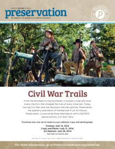 PEOPLE SAVING PLACES  The magazine of the National Trust for Historic Preservation Civil War Trails From the Northeast to the Southwest, in dynamic cities and small